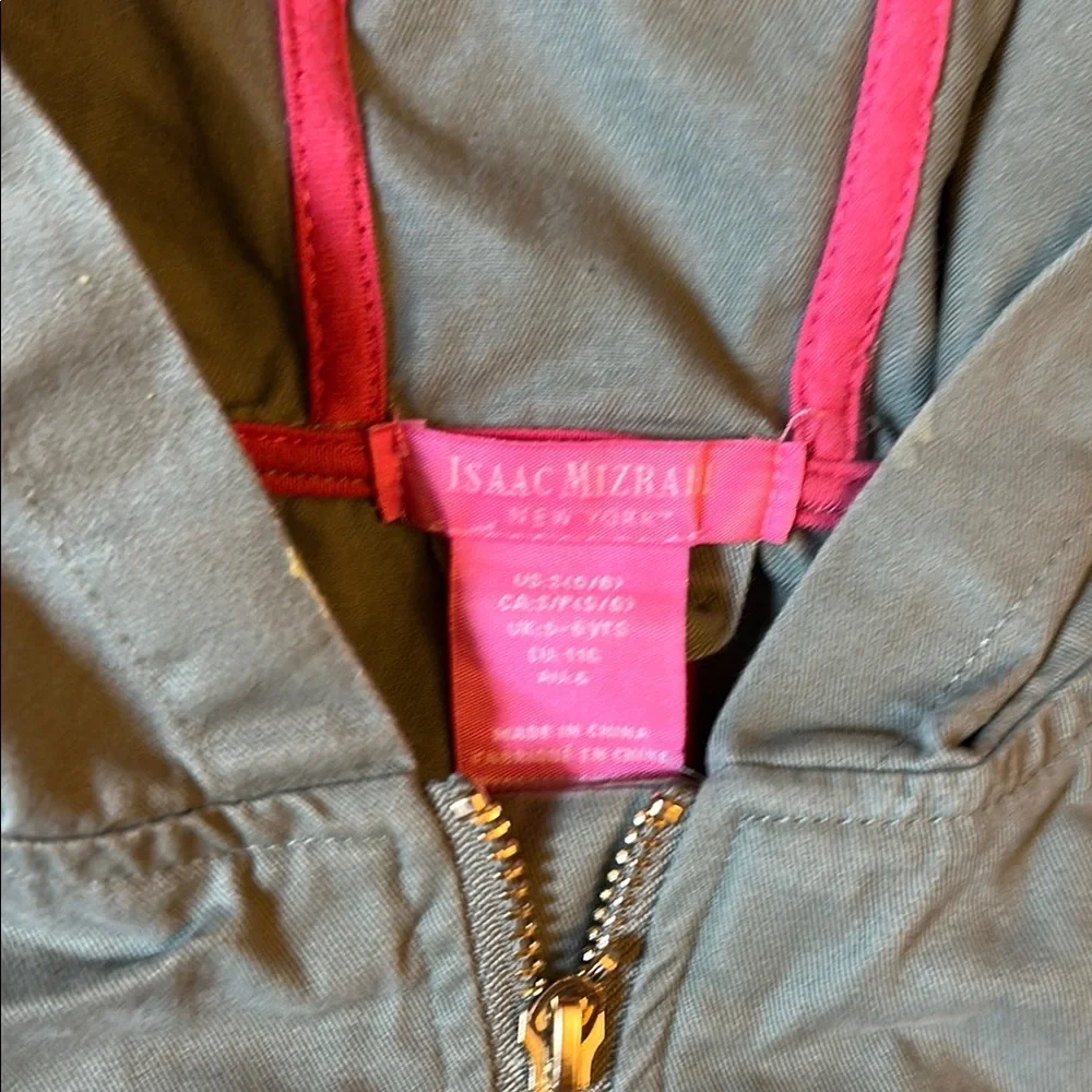 Isaac Mizrahi girls Olive Green Hooded Jacket with Pink Accents size small